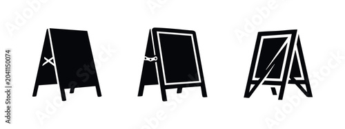 Quadro su tela A-Frame Sign Icons Set, Sandwich Boards and Display Stands, Black Silhouette
