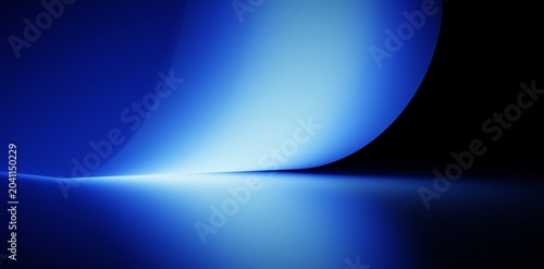 Bild auf Leinwand Gradient geometric background with curved cyan sweep and blue glow