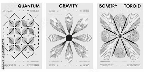 Billede på lærred abstract science posters with monochromatic patterns quantum gravity isometry to