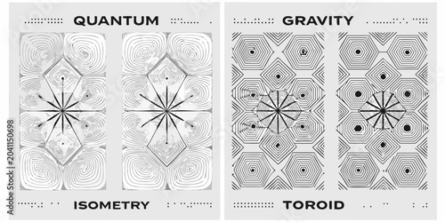 Photos abstract science posters with geometric patterns quantum gravity isometry toroid
