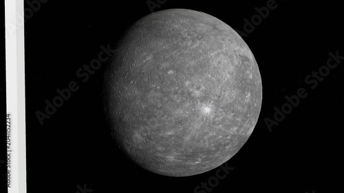 Mercury seen from spacecraft orbit through window