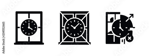 Photography Clock face icons with different frame designs