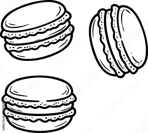 Canvastavla Hand Drawn Macarons Illustration: Sweet French Pastries, Elegant Dessert Design