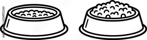 Foto Two Pet Food Bowls: One Full, One Empty