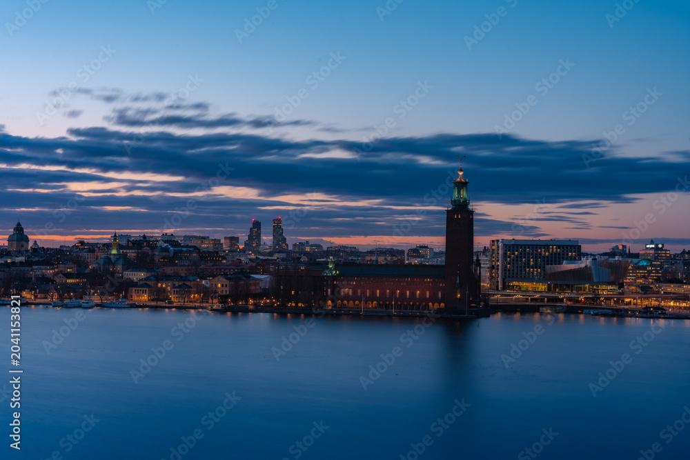 Obraz premium Stockholm skyline at sunset