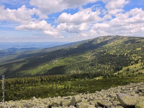 Scenic Mountain Vista with Granite Boulder Scree in Karkonosze National Park
