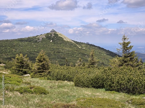 Szrenica Mountain Peak with Mountain Hut in Karkonosze National Park, Poland