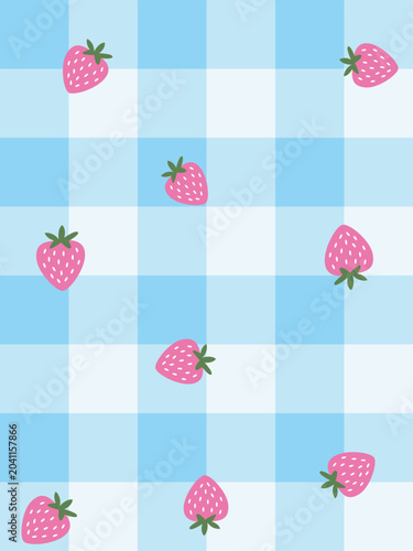 pink strawberries on a blue gingham vector background, seamless strawberry  pattern colorful strawberry, pink wallpaper vector 
Vector Fresh Strawberries Seamless Pattern on blue Background. 