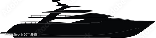 Schilderij op canvas Luxury yacht, boat silhouette, vector nautical, sailing vessel
