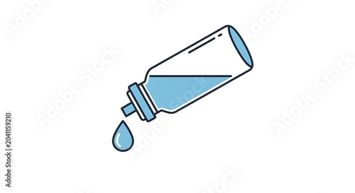 A tube of liquid with a drop falling from its tip in a minimal illustration style