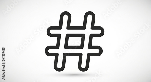 A minimalist black and white vector hashtag symbol icon isolated on a plain background.