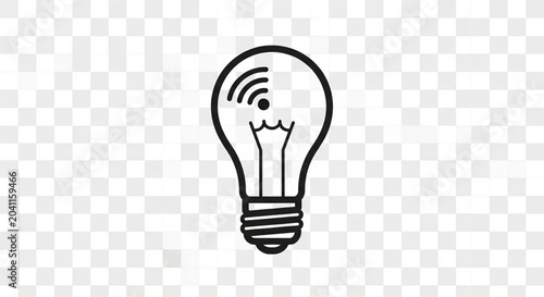 A minimal vector illustration of a light bulb with a Wi-Fi signal icon inside it