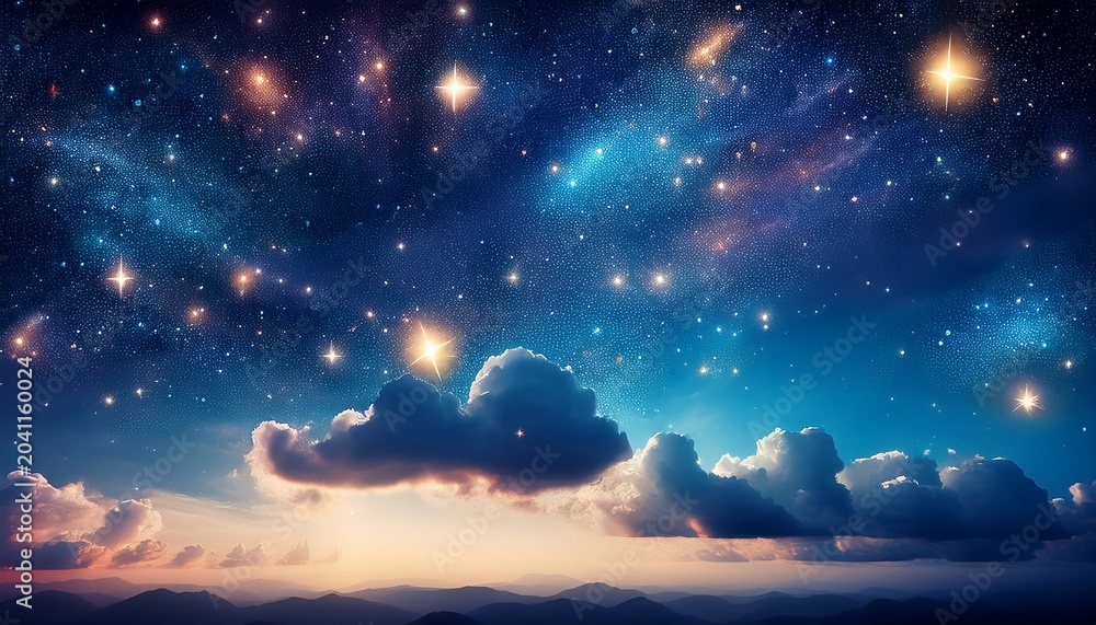 Fototapeta premium Stars In Space Or Night Sky Fairy Night Sky With Stars And Clouds