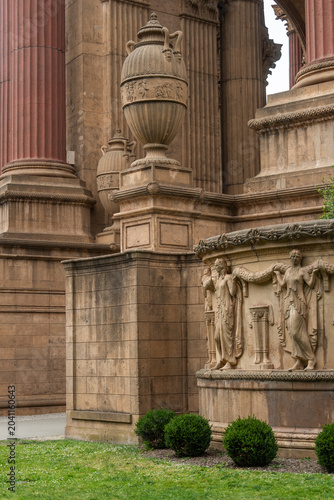 The Palace of Fine Arts in San Francisco, California, featuring its iconic rotunda, classical architecture. One of the city's most recognizable historic landmarks.