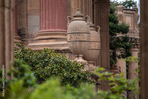 The Palace of Fine Arts in San Francisco, California, featuring its iconic rotunda, classical architecture. One of the city's most recognizable historic landmarks.