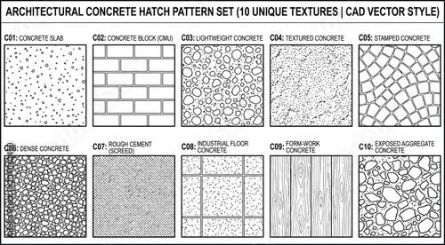 Foto Architectural concrete hatch pattern set featuring ten unique textures for cad v