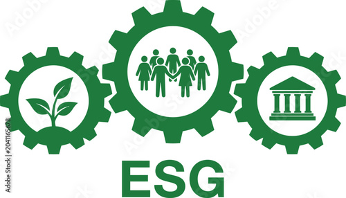 Photos Esg environmental social and governance conceptual gear icons illustration with