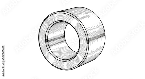 Foto A black and white line art sketch depicts a crankshaft journal on a white backgr