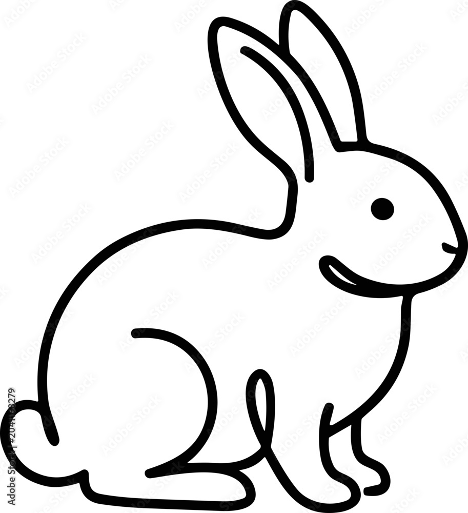 Obraz premium Simple Line Art Rabbit Illustration - Minimalist Animal Icon