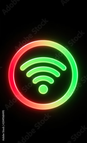 neon wi-Fi icon on a black background.