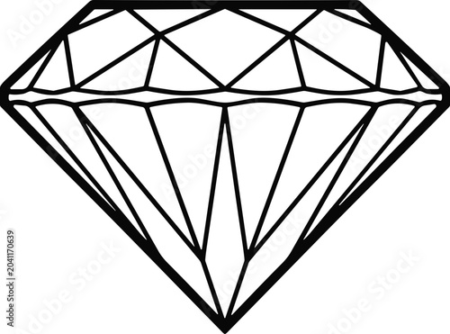 Obraz na płótnie Diamond outline, gemstone drawing, precious stone, luxury symbol, elegant jewel,