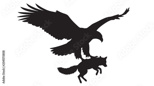 Foto eagle catching fox silhouette predator prey animal
