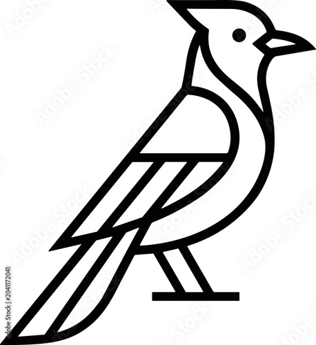 Fotografía Minimalist Line Art Blue Jay Bird Silhouette Icon