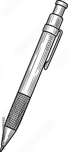 Photos Hand-drawn sketch of a mechanical pencil, isolated on white background, illustra