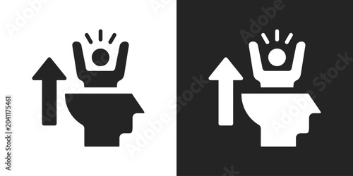 Fotografie Self Motivation Icon In Black And White Glyph Style