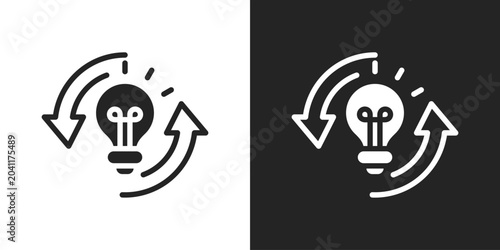 Foto Idea Generation Icon In Black And White Glyph Style