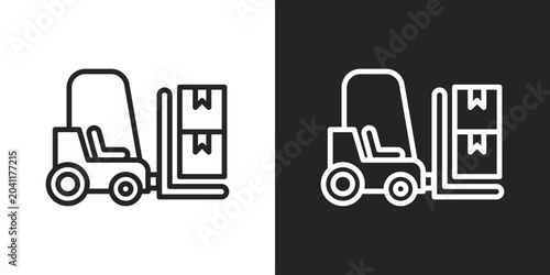 Tableau sur toile Forklift Icon In Black And White Line Style