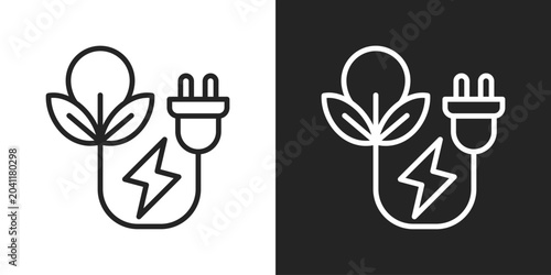 Foto Bioenergy Icon In Black And White Line Style