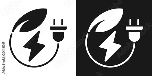 Foto Renewable Energy Icon In Black And White Glyph Style