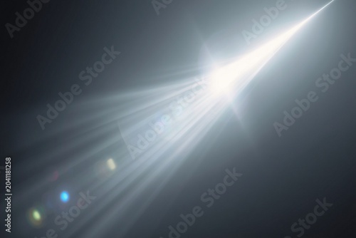 A glowing white light flare Photoshop overlay effect. A realistic, bright light ray soft gradient on a transparent background high-quality effect, photo and videos for editors. luminous shine