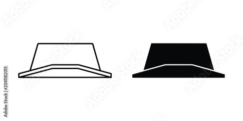 Bild auf Leinwand Fedora Hat Outline and Silhouette Isolated on White Background Clean Design