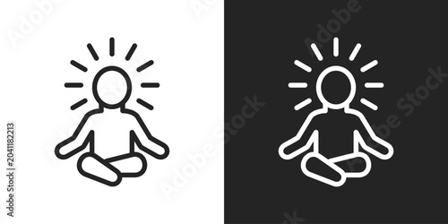 Canvastavla Mindfulness Icon In Black And White Line Style
