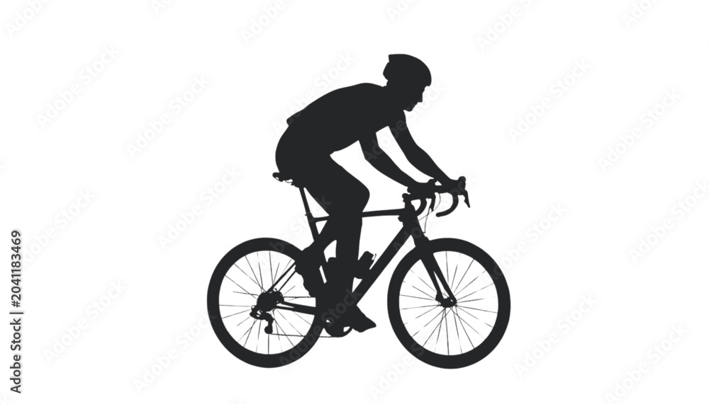 Obraz premium Cyclist rides a road bike in a professional racing posture against a plain white studio background.