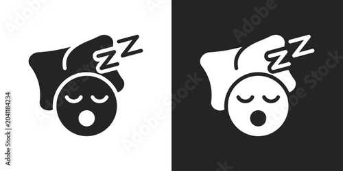 Foto Napping Icon In Black And White Glyph Style