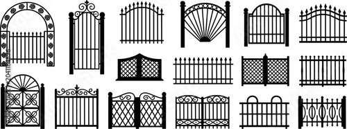 Foto Assortment of Decorative Black Wrought Iron Gates and Fences Silhouettes metal