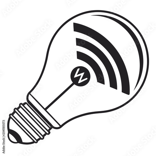 Light Bulb with Wi-Fi Symbol Inside Innovation Concept Minimalist Line Art Style