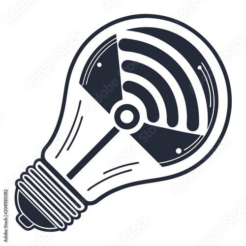Light bulb with Wi-Fi symbol inside representing innovation and connectivity clean vector graphic