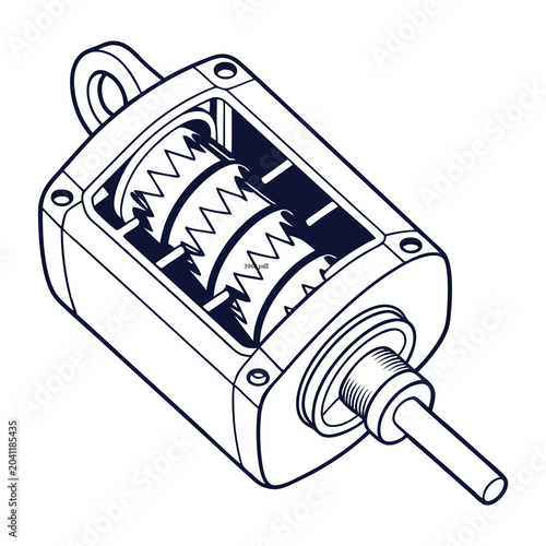 Industrial Gearbox Mechanism Detailed Cutaway Isometric View Technical Illustration