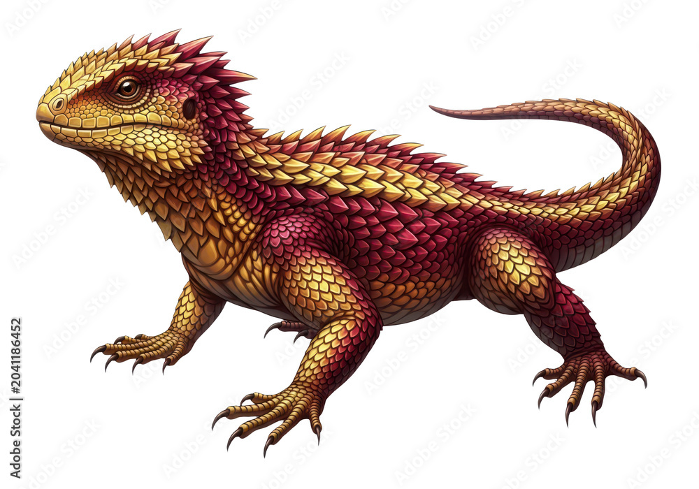 Fototapeta premium Colorful spiky lizard isolated on transparent background