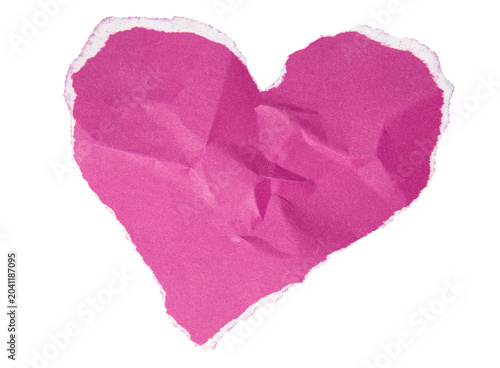 Purple ,pink paper heart shape ,blank paper sheet. Purple paper isolated on transparent background.

