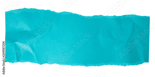 Blue paper wrinkled poster templates, blank paper sheet. Blue paper isolated on transparent background.
