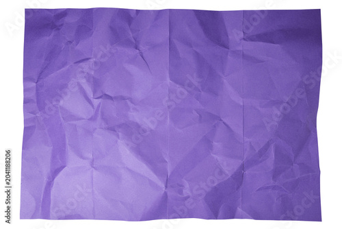 Purple paper wrinkled poster templates, blank paper sheet. Purple paper isolated on transparent background.
