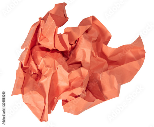 Orange paper wrinkled poster templates, blank paper sheet. Orange paper isolated on transparent background.
