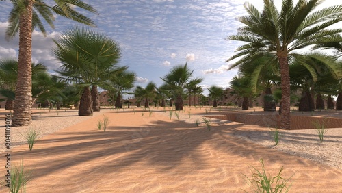 Voxel Desert Mountains with Canyon Terrain and Natural Vegetation