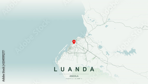 Obraz na płótnie Modern minimalist vector map of Luanda, Angola