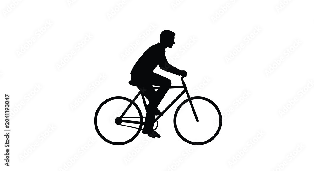 Fototapeta premium Cyclist riding a bicycle silhouette on transparent background